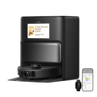 Mova P50 Pro Ultra Robot Aspirador y Trapeador, Succión de 19,000 Pa con Cepillo Antienredos, Trapeador Extraíble y Elevable para Alfombras y Pisos, Trapeador y Tabla de Lavar de 167 ℉ Auto Secado y Limpieza, Vacío y Recarga Automáticos, Negro