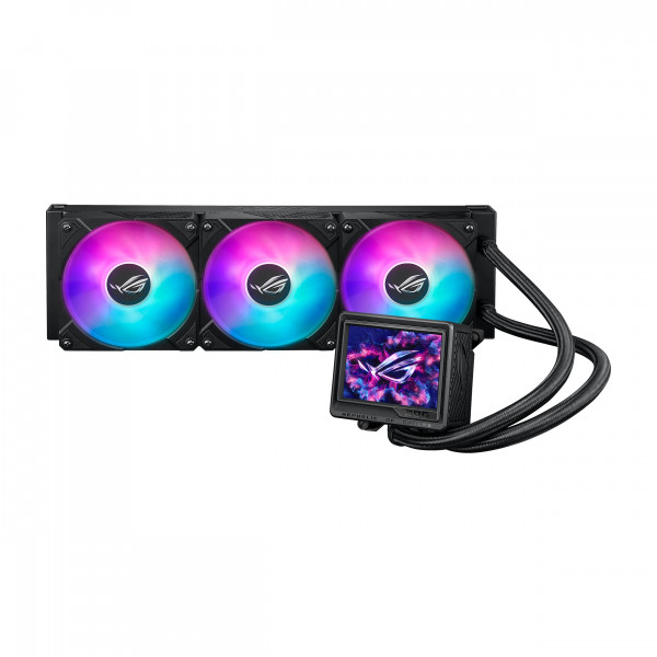 Enfriador líquido para CPU todo en uno ASUS ROG RYUJIN III 360 ARGB EXTREME AIO, AMD Ryzen 9000 e Intel® Core™ Ultra Ready, bomba Asetek Gen8 V2; ventiladores magnéticos de presión estática de alto flujo de aire; LCD personalizable de 3,5