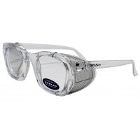 Gafas de seguridad TITUS G12 estilo retro Malla de acero inoxidable plegable suave o protector lateral del mismo color (marco transparente/lente transparente, solo gafas)