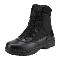 NORTIV 8 Botas de Trabajo tácticas Militares para Hombres Botas de Combate de Motocicleta de Cuero con Cremallera Lateral Trooper (6-8 Pulgadas), Talla 12W, Negro