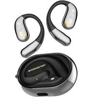 Monster Open Ear AC360, auricular giratorio inalámbrico Bluetooth, con cordón, Bluetooth 6.0 actualizado, control táctil, batería de larga duración de 24 horas, IPX5 impermeable, uso duradero sin fatiga (negro)
