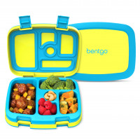 Bentgo Kids Bento-Style - Fiambrera a prueba de fugas con 5 compartimentos, tamaños de porciones ideales para edades de 3 a 7 años, duradera, a prueba de caídas, apta para lavavajillas, sin PFAS ni BPA y fabricada con materiales aptos para alimentos (amar