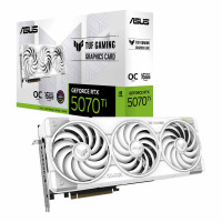 Tarjeta gráfica para juegos ASUS TUF Gaming GeForce RTX ™ 5070 Ti 16 GB GDDR7 blanca edición OC (PCIe® 5.0, HDMI®/DP 2.1, ranura 3.125, componentes de grado militar, revestimiento protector de PCB, ventiladores de tecnología axial)