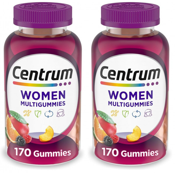 Centrum MultiGummies Gummy Multivitamina para mujeres, suplemento multivitamínico/multimineral con vitamina D3, vitaminas B y antioxidantes, sabor a fruta variada, 170 unidades (paquete de 2)