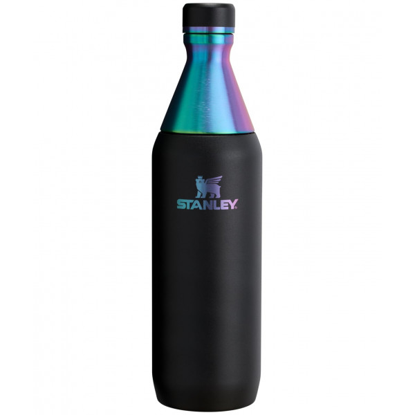 Botella delgada Stanley para todo el día, 20 oz | Tapa giratoria con sello a prueba de fugas | Diseño delgado para viajes y gimnasio | Acero inoxidable aislado | Sin BPA | Croma negro