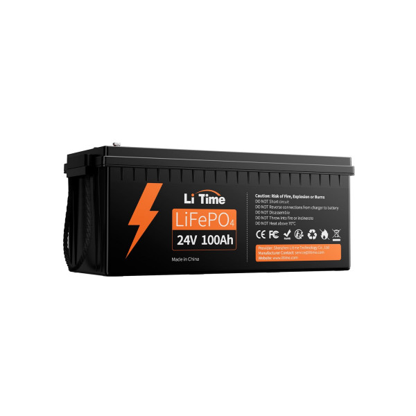 Litime Batería de litio LiFePO4 de 24 V, 100 Ah, ciclo profundo 4000+, BMS integrado de 100 A para RV, motor de pesca con curricán, marino, solar, fuera de la red