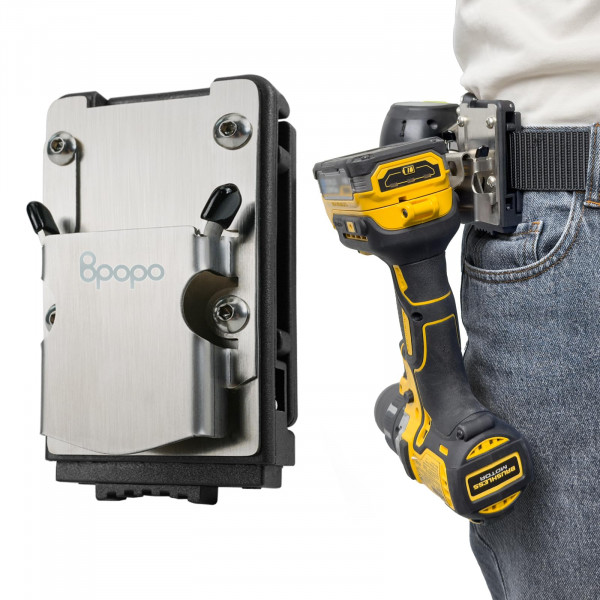 Clip para cinturón con soporte para taladro, funda con gancho para taladro inalámbrico, cinta métrica, clip para taladro eléctrico de acceso rápido en el cinturón, se adapta a hasta 2,1 pulgadas