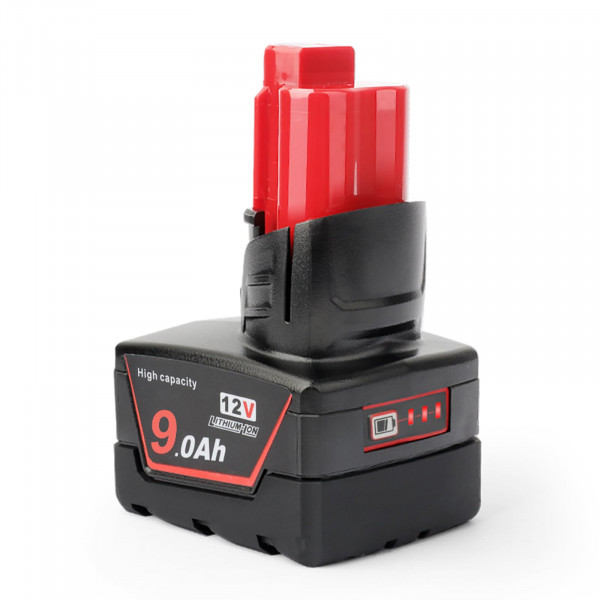 DKSIDKN Batería de repuesto de iones de litio de 12 V, 9,0 Ah, compatible con Milwaukee 48-11-0490 48-11-2402 48-11-2411 48-11-2430 48-11-2450 48-59-2440 Herramientas inalámbricas de 12 V (no fabricadas en Milwaukee)