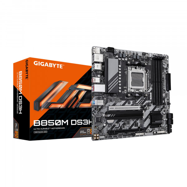 Placa base GIGABYTE B850M DS3H AMD AM5 LGA 1718, mATX, DDR5, 2X M.2, PCIe 5.0, USB-C, LAN 2,5 GbE, EZ-Latch, garantía de 5 años