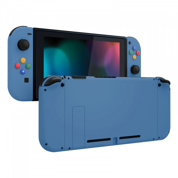 eXtremeRate DIY Botones de Repuesto para Nintendo Switch, Placa Trasera de Tacto Suave para Consola Switch, Carcasa con Botones Coloridos para Controlador de Mano Joycon - Azul Fuerza Aérea