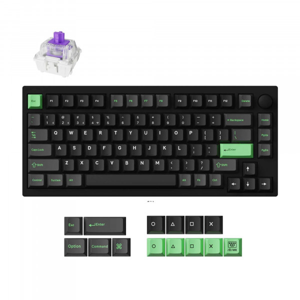 LEMOKEY P1 HE 75% Teclado mecánico inalámbrico personalizado para juegos con interruptores magnéticos de doble riel Gateron Versión de perilla completamente ensamblada - Negro