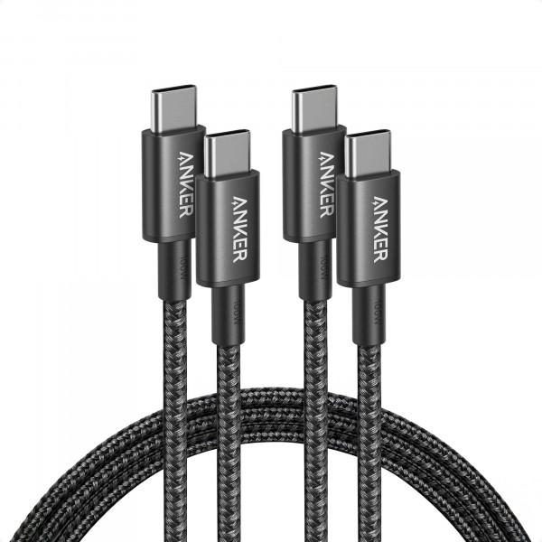 Anker Cable USB C a USB C, paquete de 2 cables de carga tipo C de 100 W, 6 pies (1,8 m), carga rápida para iPhone 17 Series, MacBook Pro 2020, Pixel y más (negro, no para salida de video)
