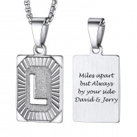 PROSTEEL L inicial letra colgante grabado collar cuadrado caja cadena hombres mujeres joyería de acero inoxidable