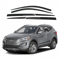 AUTOCLOVER Deflectores de viento para ventanas laterales, color negro ahumado, visera 6p para Hyundai Santa Fe Sports 2013 ~ 2016 (modelo de asiento de 5 pasajeros)