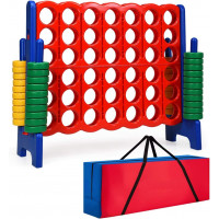 Costzon Giant 4 en fila, juegos gigantes gigantes de 4 a puntuación para niños y adultos, juego de plástico para fiestas en interiores y exteriores, conexión familiar, 4 pies de ancho por 3.5 pies de alto con bolsa de transporte