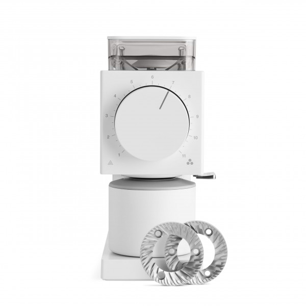 Molinillo de café eléctrico Fellow Gen 2 Ode Burr con 31 configuraciones para goteo, prensa francesa y preparación en frío - Molinillo eléctrico de tamaño pequeño - Blanco mate