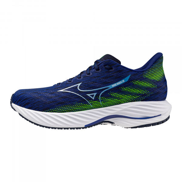 Mizuno Wave Rider 28 - Zapatillas para correr para hombre | Corredor de senderos neutral | Azul Reflejo-Blanco | EE. UU. Hombres 11