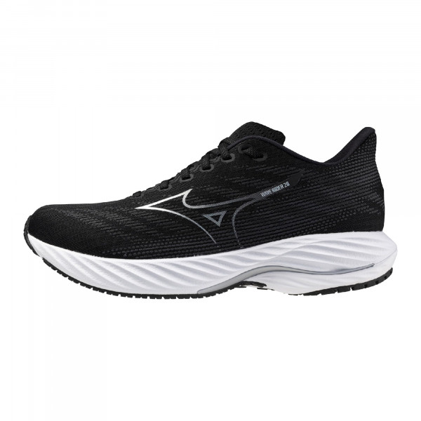 Mizuno Wave Rider 28 - Zapatillas para correr para hombre | Zapato para correr neutro | Negro-Plata | EE. UU. Hombres 11
