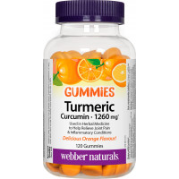 Webber Naturals Gomitas de curcumina y cúrcuma 1260 mg Naranja, 120 gomitas
