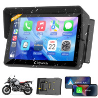 Carpuride W502B Pro para motocicleta B.M W CarPlay y Android Auto y Bluetooth dual, pantalla de navegación GPS impermeable de 5 para moto, compartir música, intercomunicador, ecualizador, sensor de luz, brújula, barómetro