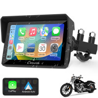 Carpuride W502 Moto GPS Inalámbrico Portátil Carplay/Android Auto Impermeable Auto Estéreo, Pantalla Táctil IPS de 5 con Bluetooth Dual, Navegación/Siri/Asistente G00gle para Moto