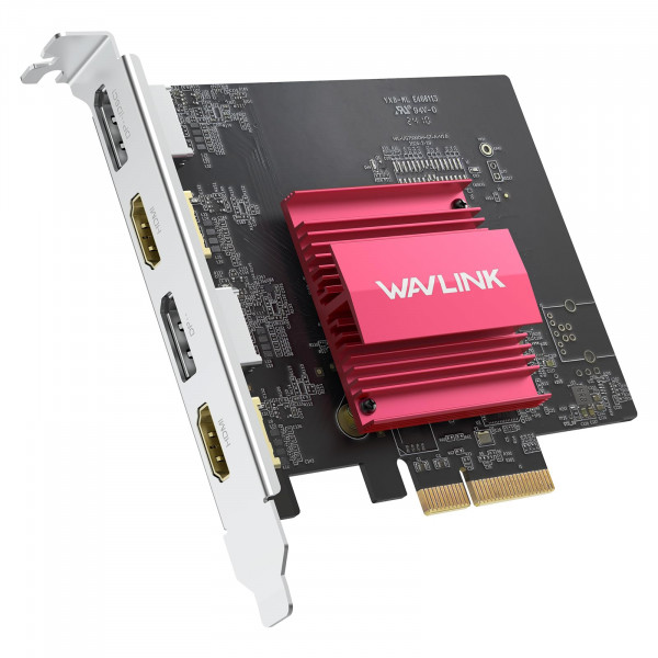 Tarjeta WAVLINK 8K/4K PCIE 4 monitores - 2DP+2HDMI, adaptador PCIE a HDMI y DP admite salida extendida de 4 monitores para Windows 11/10 y Ubuntu con DisplayLink DL7400 (GPU no para juegos)