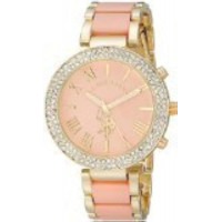 Asociación de Polo de EE. UU. Reloj de mujer USC40063 en tono dorado y pulsera rosa