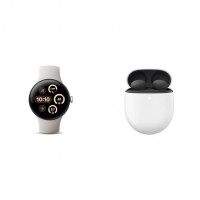 Paquete de Google: Pixel Watch 3 (correa de porcelana/plata pulida - WiFi de 41 mm) y auriculares Pixel Buds Pro 2 (Hazel)