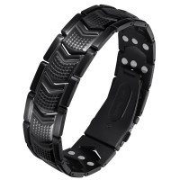Feraco Pulseras de terapia magnética para hombres de 3 veces de fuerza, pulseras de acero de titanio con imanes de neodimio de 3800 Gauss