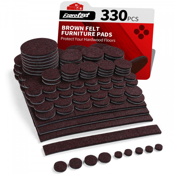 Ezprotekt 330 almohadillas de fieltro para muebles para suelos de madera dura, almohadillas de fieltro autoadhesivas para sillas cortables, protectores de suelo para pies de muebles antiarañazos, almohadillas para escritorio, sofá, cama, mesa, gabinete (m