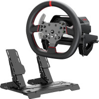 PXN Direct Drive Racing Wheel, V10 Ultra Gaming Volante - Volante Force Feedback de 3,2 Nm para PC/Xbox/PS4, volante de cuero de 270 mm con 4 paletas de cambio, pedales ajustables