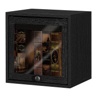 FUSUNBAO Magic DIY Cube Organizador de almacenamiento cubos apilables para el hogar, libros, ropa, juguetes, sistema de almacenamiento modular Cubby, oficina, estantería cúbica, armario (negro, cubo de puerta de vidrio)