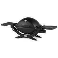 Weber Q1200 Parrilla de gas portátil de propano líquido para viajes y camping, 1 quemador, negro