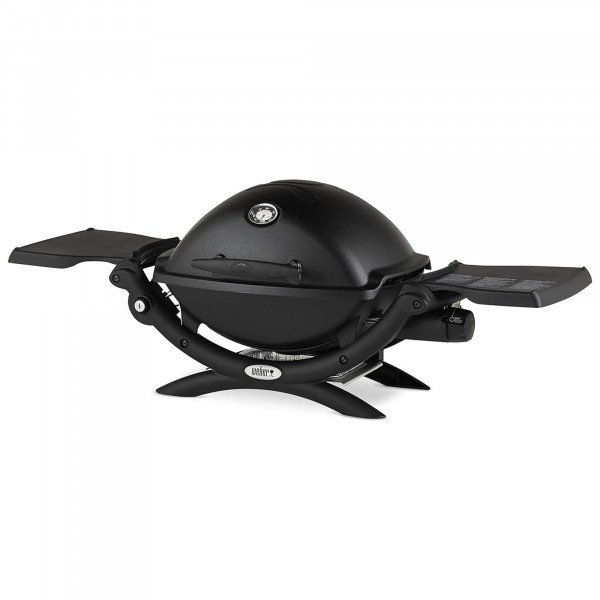 Weber Q1200 Parrilla de gas portátil de propano líquido para viajes y camping, 1 quemador, negro