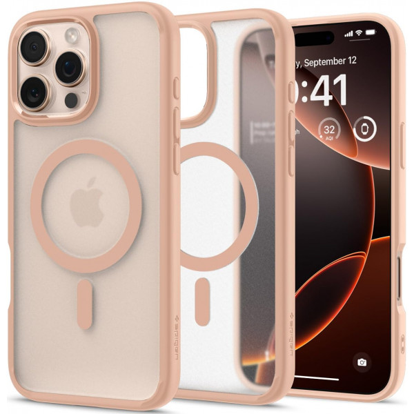 Funda Spigen para iPhone 16 Pro Max, Ultra Hybrid MagFit [Anti-Amarillamiento] [Compatible con Magsafe] - Frost Rose Titanium