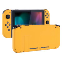 eXtremeRate DIY Botones de Repuesto para Nintendo Switch, Placa Trasera de Tacto Suave para Consola Switch, Carcasa Personalizada con Botones de Juego Completo para Controlador de Mano Joycon - Amarillo Precaución