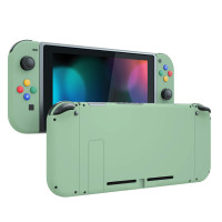 eXtremeRate DIY Botones de Repuesto para Nintendo Switch, Placa Trasera Verde Matcha para Consola Switch, Carcasa con Botones Coloridos para Controlador de Mano Joycon [Solo Carcasa, Sin Consola]
