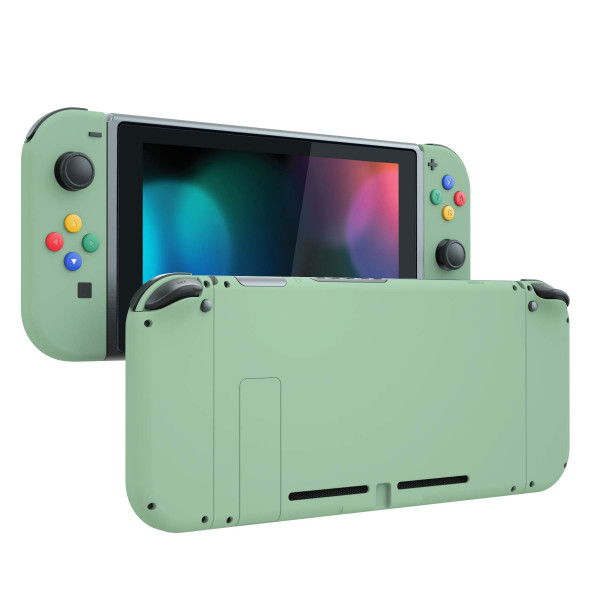 eXtremeRate DIY Botones de Repuesto para Nintendo Switch, Placa Trasera Verde Matcha para Consola Switch, Carcasa con Botones Coloridos para Controlador de Mano Joycon [Solo Carcasa, Sin Consola]