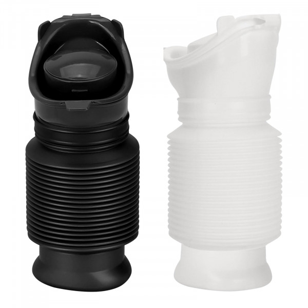 Orinal portátil para hombres y mujeres, botella de orinal de emergencia de viaje a prueba de derrames, urinarios plegables a prueba de fugas, botella de orina personal para camping, viajes por carretera, conductores, personas mayores, niños (negro blanco)