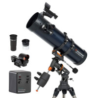 Celestron – Telescopio reflector newtoniano AstroMaster 130EQ–MD para principiantes – Espejo aluminizado – Motor para rastrear estrellas – Trípode ajustable – Incluye oculares más paquete de software de astronomía