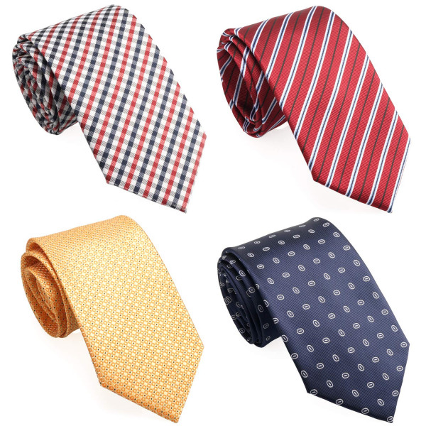 ZENXUS Corbatas largas XXL de 70 pulgadas, corbatas extralargas para hombres grandes y altos, rojo, azul marino, naranja dorado, paquete de 4