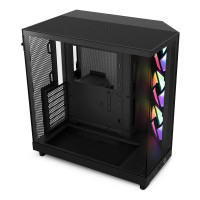 Caja de flujo de aire de torre media NZXT H6 Flow RGB con 3 ventiladores RGB, paneles de vidrio panorámicos, administración de cables - Negro