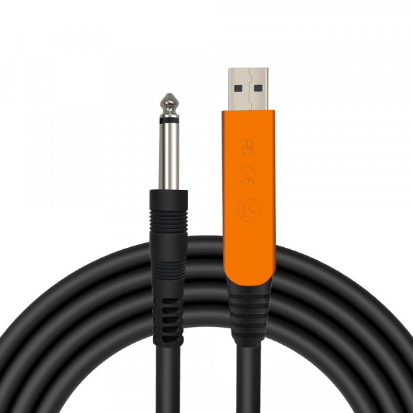 HixYaxi Cable USB de Guitarra para Grabación de Instrumentos 10FT USB-A a 6.35mm 1/4 TS Cable Chapado en Oro Adaptador de Audio para Guitarra Electrónica, Bajo, Grabación de Piano Compatible con PC, Mac, etc. - 10FT/3.1M