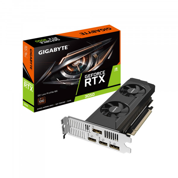 Tarjeta gráfica GIGABYTE GeForce RTX 3050 OC de perfil bajo 6G, 2 ventiladores WINDFORCE, 6 GB GDDR6 de 96 bits GDDR6, tarjeta de vídeo GV-N3050OC-6GL