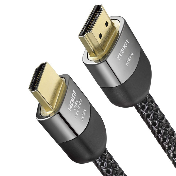 Cable HDMI 2.1 8K certificado Zeskit 48Gbps 4K120Hz Compatible con barra de sonido eARC HDR10 VRR Dolby Vision Atmos HDCP 2.2 y 2.3 Gaming PS5 Xbox Series X Apple TV Roku Monitor (velocidad ultra alta, Maya 3 pies)