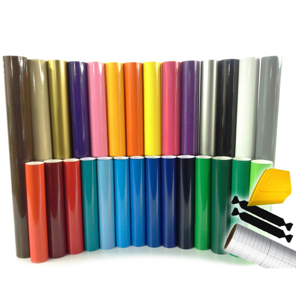 ORACAL 651 Kit de inicio de 30 rollos de vinilo multicolor para Cricut, Silhouette y Cameo, incluido el kit de herramientas (30 rollos)