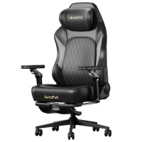 AutoFull M6 Silla Gaming, Silla de Oficina Ergonómica con Calefacción Ventilada, Soporte Lumbar de Seguimiento Dinámico Automático, Reposabrazos y Reposapiés Ajustables 6D (Negro)