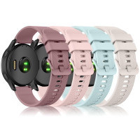Paquete de 4 bandas compatibles con Garmin Venu Sq / Venu Sq 2 / Venu 2 Plus, correa de silicona suave para Garmin Vivoactive 6 / Vivoactive 5 / Vivoactive 3, correa de reloj para mujeres y hombres (violeta humo/rosa/suculenta/luz estelar)