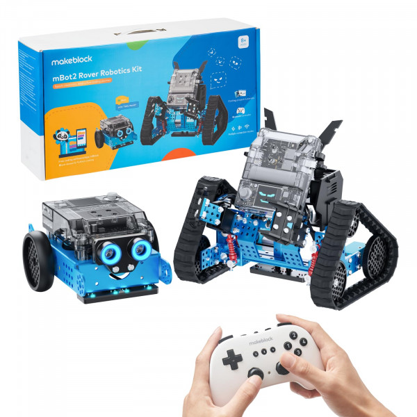 Makeblock mBot2 Rover Emo Robot Programación para niños, kit de robótica interactiva aprendizaje y juego al aire libre, codificación de control remoto para niños de 8 a 12 años en adelante, juguetes educativos STEM regalos