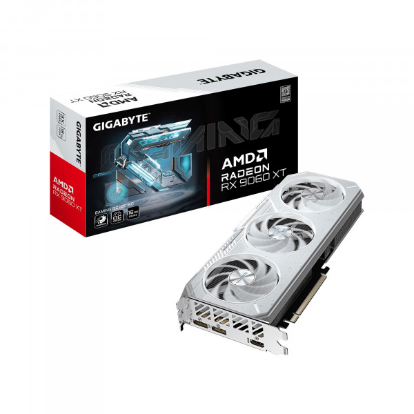 Tarjeta gráfica GIGABYTE Radeon™ RX 9060 XT Gaming OC ICE 16G (16 GB GDDR6, 256 bits, PCIe 5.0, HDMI/DP 2.1, 2 ranuras, ventilador Hawk, gel térmico de calidad de servidor, estructura reforzada)